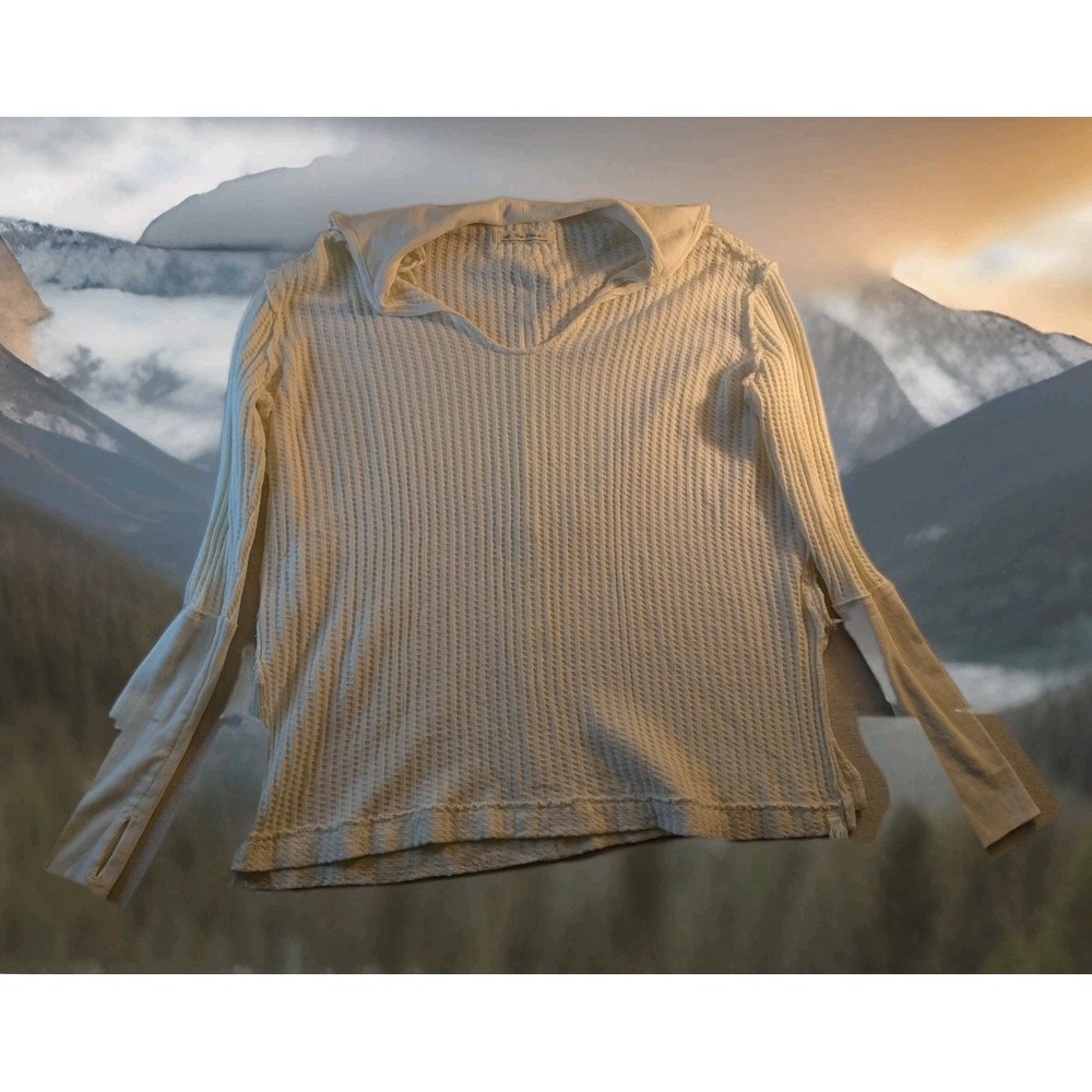 WE THE FREE- FREE PEOPLE Raymond Thermal Tunic Thumbholes Ivory Women's Small